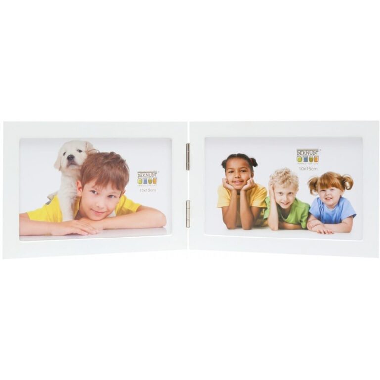 Cadre diptyque en look peint blanc, argentés ou brun pour deux photos 10 x 15 cm horizontal S68F H2H .