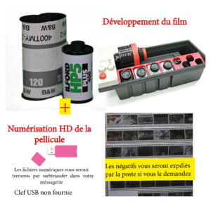 Développement Film 120 ET 135 ( 24 x 36 ) et Appareils photo Jetables Noir & Blanc avec  numérisation HD .