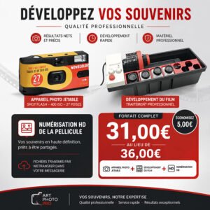Appareil Jetable Novocolor 27 vues couleur  développement compris  et numérisation HD du  Film