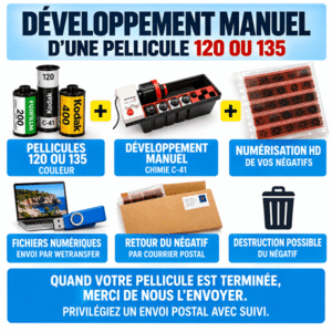 Developpement pellicule 120 et 135 ( 24 x 36 ) et appareils photo jetables couleur avec numérisation HD